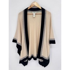 Neiman Marcus Cashmere Poncho Women L Colorblock Wrap Quiet Luxury Old Money